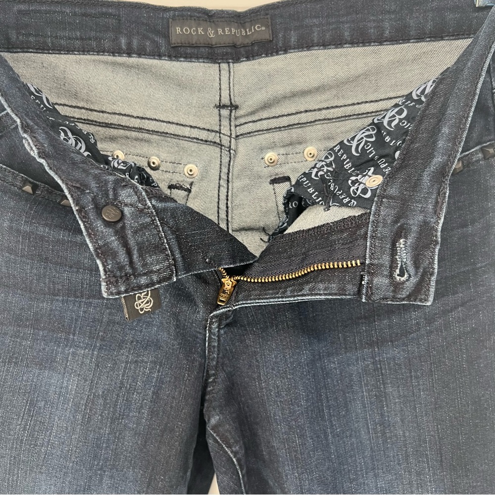 Rock & Republic Women's Size 8 Kasandra Stretch Bootcut Denim Jeans Studded READ - Picture 10 of 14